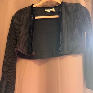 Black Cropped Knit Bolero Cardigan